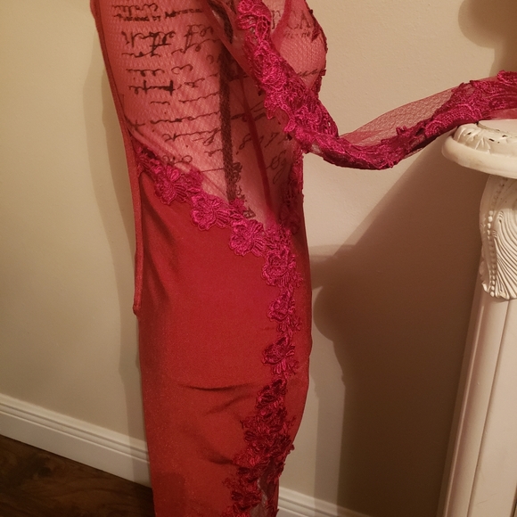 NWT COUTURE Red Sexy Lace Bodycon Dress - Picture 6 of 7